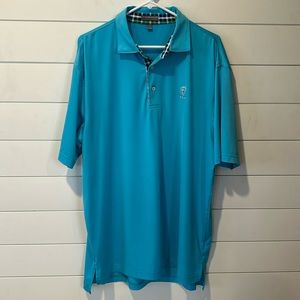 Peter Millar Summer Comfort Golf Shirt  L  Blue/Green